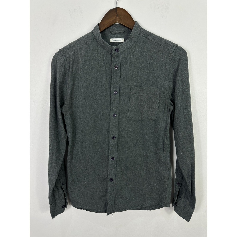 Knowledge Cotton Apparel Long Sleeve Button Down Shirt Gray Organic Mens Size XS